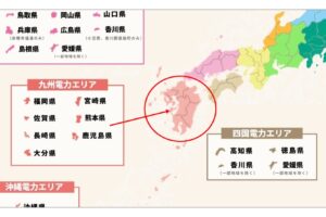 全国の電力エリアの紹介地図（九州電力エリア編）