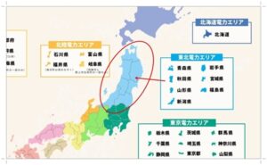 全国の電力エリアの紹介地図（東北電力エリア編）