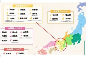 全国の電力エリアの紹介地図（関西電力エリア編）