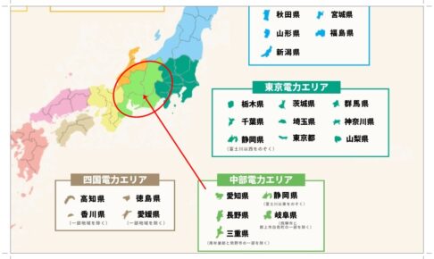 中部電力エリアの地図