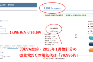 1月分の電気代シミュレーション結果（電灯）